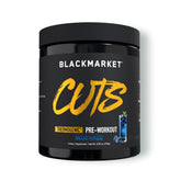 BLACKMARKET CUTS Blue Razz tub powering focused training sessions.