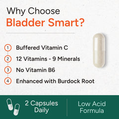BLADDER SMART burdock-root illustration highlights traditional wellness support.