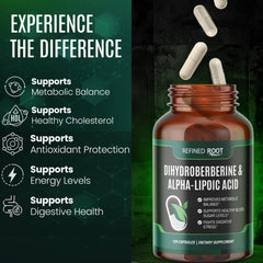 Blast Supplements Refined Root Dihydroberberine label showcases clean Alpha Lipoic Acid blend.