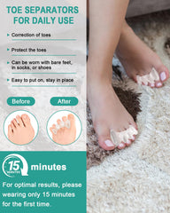 BLATOWN toe spacers being worn for comfortable toe alignment for women and men.