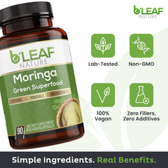 B'LEAF NATURE Moringa leaves oleifera image shows organic power