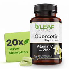 B'LEAF NATURE Quercetin Phytosome bottle on a clean surface for daily immune support