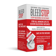 BleedStop 15g powder tube for quick wound care at home.