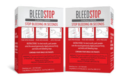 BleedStop powder dispensed onto a wound to aid rapid clotting.