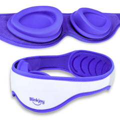 Blinkjoy Hydrating Sleep Mask closeup shows silicone cups forming a moisture seal for comfortable dry eye relief