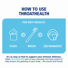 BLIS ThroatHealth bottle on a shelf ready for daily use without refrigeration