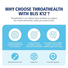 BLIS ThroatHealth K12 2.5B CFU lozenge details