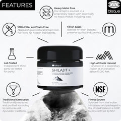 Blisque Shilajit resin drops on spoon suggest precise daily dosing
