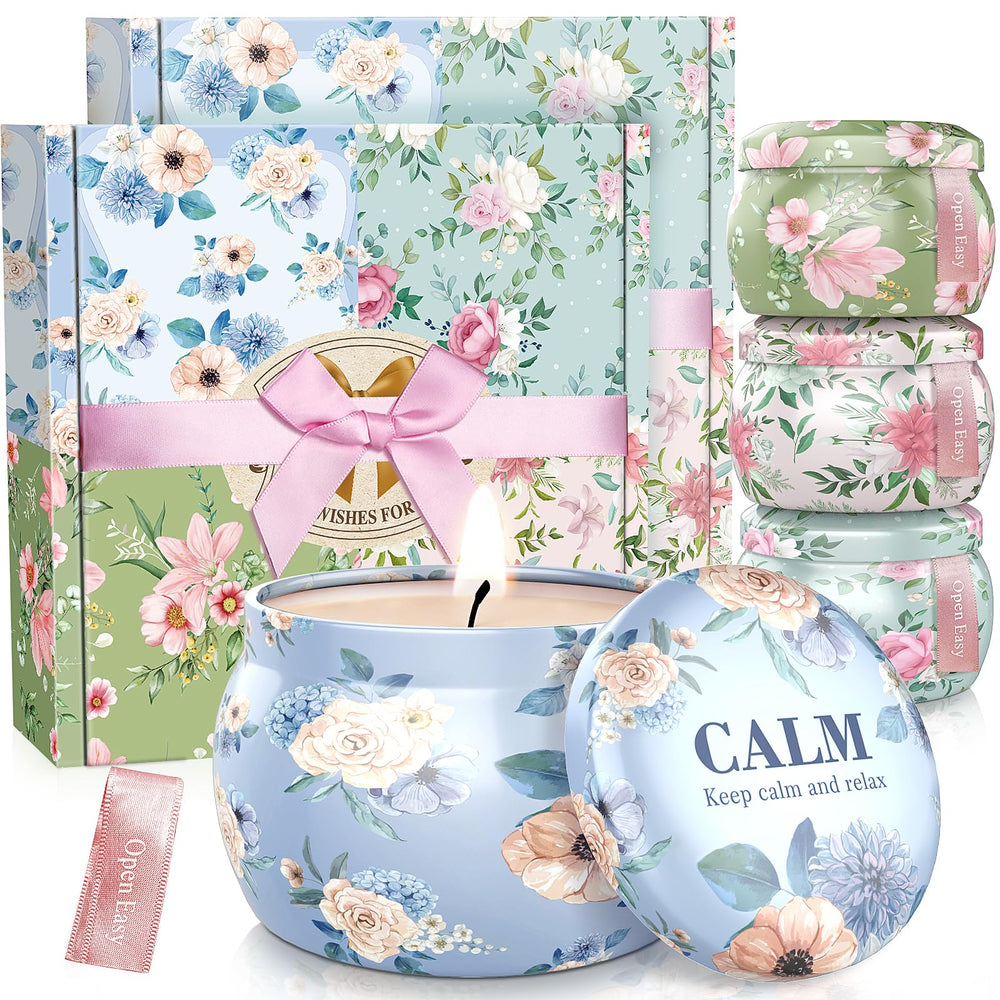 BlissfulOasis candle set with four fragrances enhances home ambiance