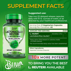 BLIVA capsules close-up showing high potency for daily probiotic use