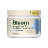 Bloom Nutrition bovine colostrum powder in a jar highlighting packaging and B12 benefits