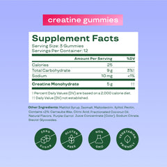 Bloom Nutrition Creatine Monohydrate Gummies closeup highlighting chewable form.