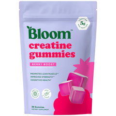 Bloom Nutrition Creatine Monohydrate Gummies jar showing convenient daily support.