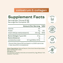 Bloom Nutrition grass-fed collagen peptides on label indicating hair, skin and nails benefits.