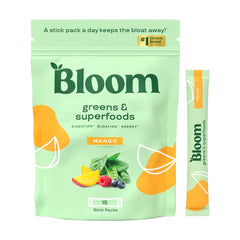 Bloom Nutrition greens stick pack mango ready to mix for a refreshing daily boost