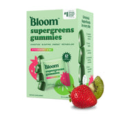 Bloom Nutrition Super Greens Gummies bottle front view for daily wellness convenience.