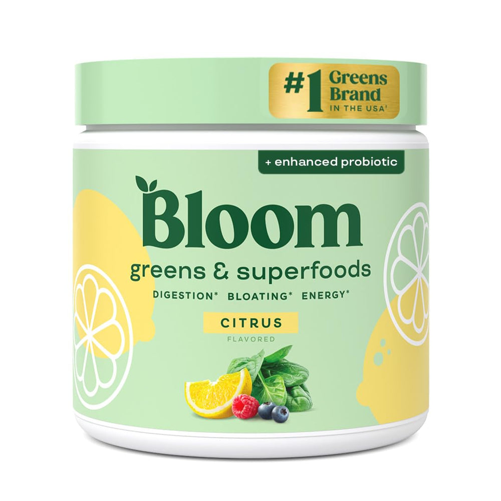Bloom Nutrition greens powder jar ready for your daily wellness scoop.