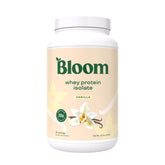Bloom Nutrition whey isolate vanilla bottle: high-quality post-workout protein.