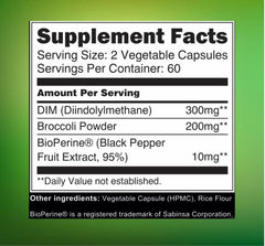Blossom Nature DIM capsules close-up shows 120-count bottle.