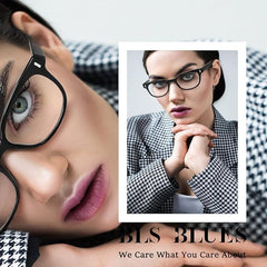 Blue light blocking lenses by BLS BLUES on reading glasses
