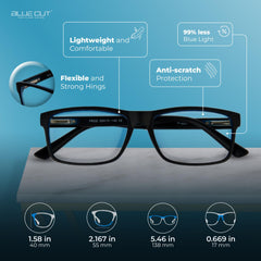 Blue Cut gaming glasses setup image highlights lightweight comfort during long play