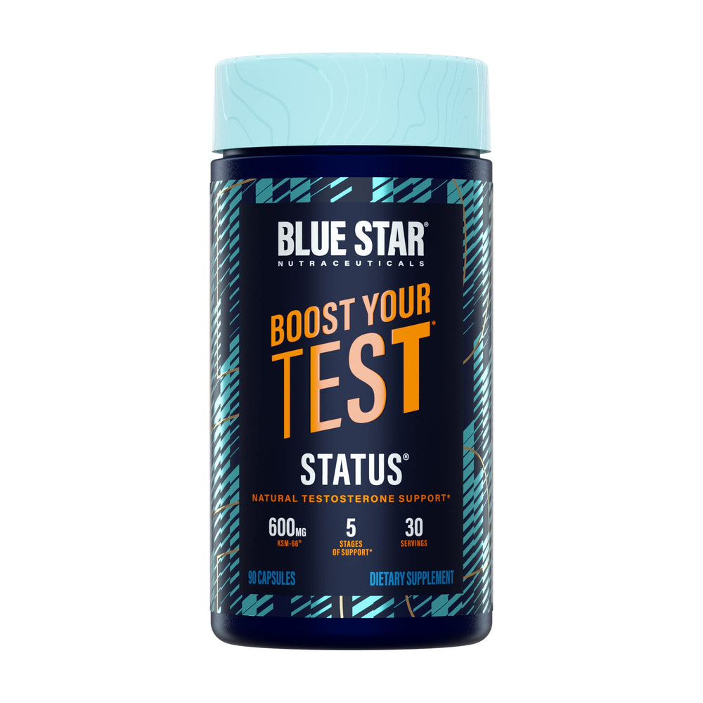 Blue Star Status bottle front view for daily energy and focus.