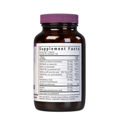 BlueBonnet B Complex bottle back with nutrition details and allergen info
