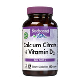 Bluebonnet Calcium Citrate bottle front with D3 for daily bone support