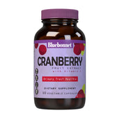Bluebonnet Cranberry Fruit Extract bottle showing 60 vegan capsules for urinary tract support