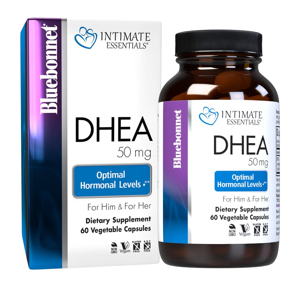 BlueBonnet DHEA 50mg bottle with capsules for daily wellness support