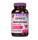 BlueBonnet EarthSweet methylfolate 800 mcg chewable bottle for prenatal support.