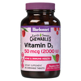 BlueBonnet EarthSweet Vitamin D3 2000 IU chewables raspberry bottle, supporting bone health