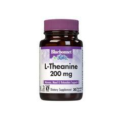 BlueBonnet L-Theanine bottle pour for a calm, balanced mood.