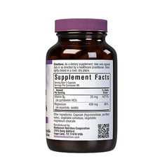 BlueBonnet Magnesium & B6 capsules closeup, easy to swallow vegan pills.