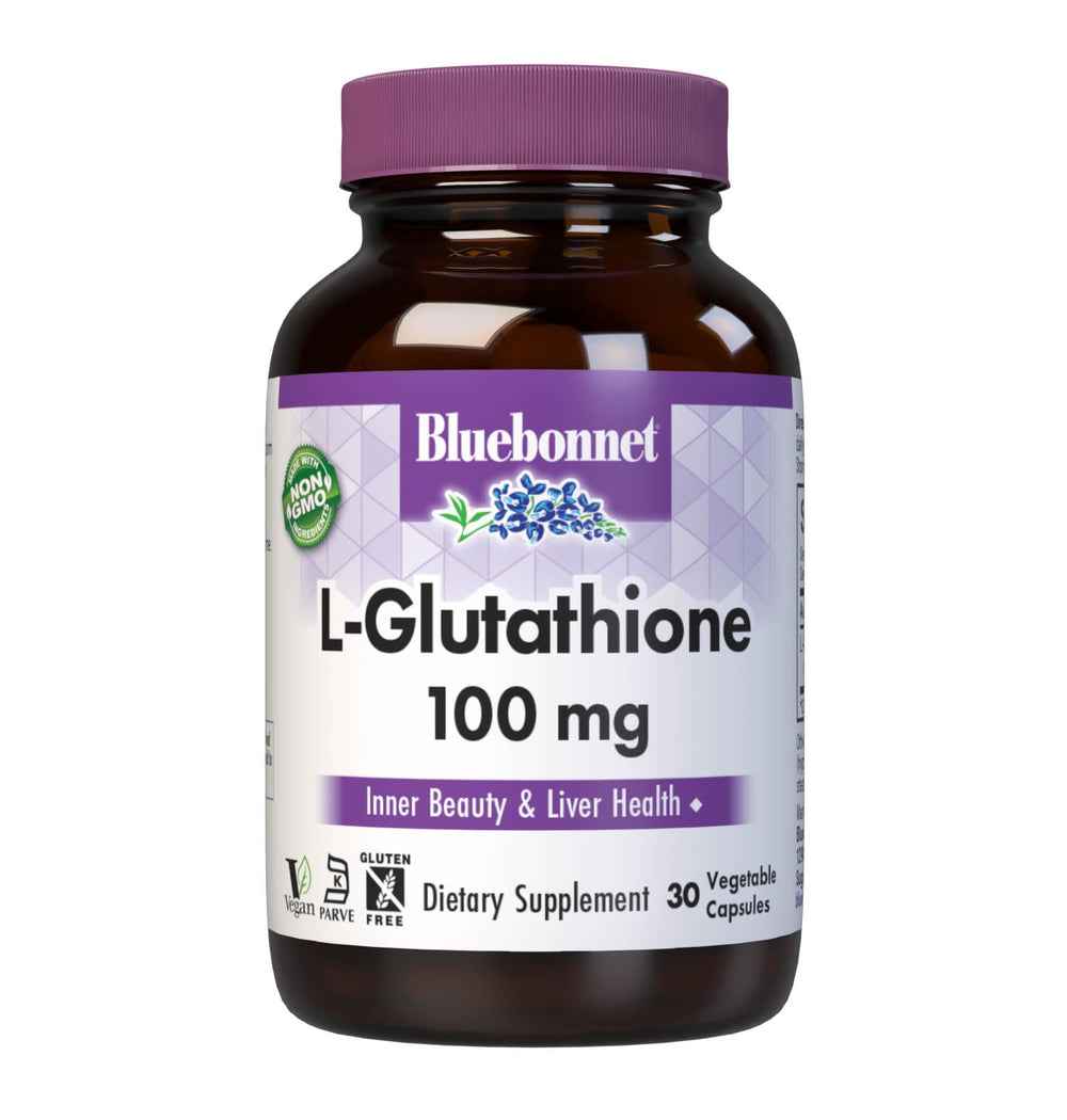 Bluebonnet Nutrition L-Glutathione bottle front suggesting daily antioxidant support