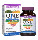 Bluebonnet One for Men bottle packaging shows a comprehensive daily multivitamin.