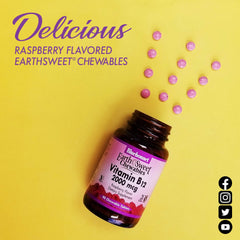 BlueBonnet raspberry flavor chewable pack highlighting convenient on-the-go use.