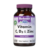 BlueBonnet Vitamin C, D3 & Zinc bottle front highlights daily immune support
