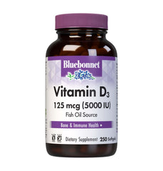 BlueBonnet Vitamin D3 softgel bottle supports bone health and immune wellness.