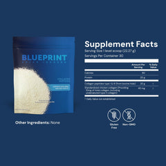 Blueprint Bryan Johnson unflavored collagen powder dissolving smoothly in water