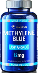 Bluesun Methylene Blue Capsules bottle front view with clear branding