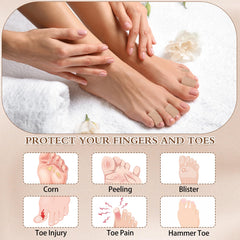 Blulu toe tube protectors worn with shoes demonstrate daylong comfort.