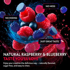 Blumask Lab Creatine Gummies raspberry flavor for refreshing preworkout taste.