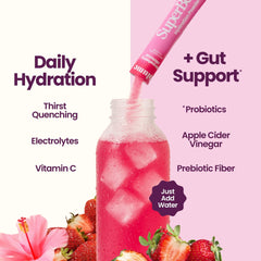 Blume SuperBelly strawberry hibiscus drink with pink lemonade vibe for refreshing hydration.
