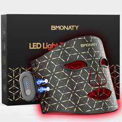 BMONATY red light therapy mask front view showing 272 LEDs for skin rejuvenation.
