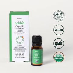 Bobbie Vitamin D Drops dropper ready to dispense 400 IU.