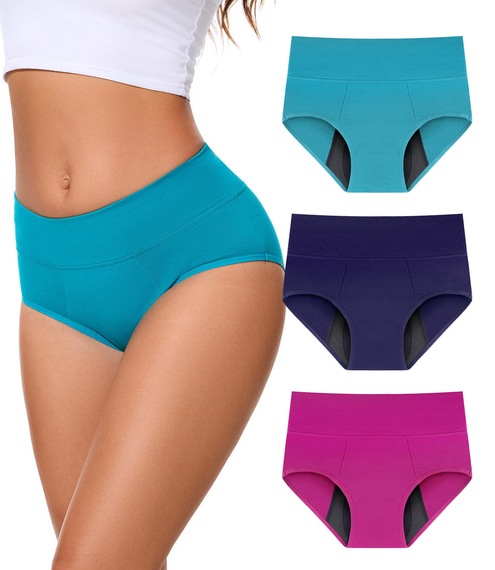 Bobelle Wear high-waisted leakproof briefs in multicolor offer secure daily protection.