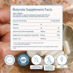 BodyBio Butyrate capsules close-up highlighting vegan capsules for digestion comfort
