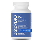 BodyBio PC bottle front showing daily brain support.