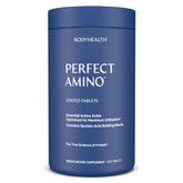 BodyHealth PerfectAmino 300ct tablets close-up showing easy-to-swallow formula